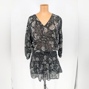 Ulla Johnson Batu Smocked Floral Mini Dress Womens Size 2 Cotton Boho Chic